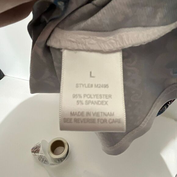 G Collection Women's Multicolor Geometric 3/4 Sleeve Asymmetrical Hem Top Large - Picture 10 of 11